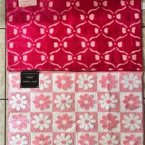 2 Betsey Johnson Hot Pink and Light Pink Floral Bath Rug